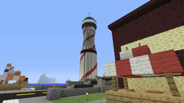 Hobo_Gaming_'s tweet photo. This is the last photos of any of my old builds. This is the Lighthouse of New Britain. I still have this map, and this is only a small portion of the builds on it. #Minecraft #MinecraftBedrock #Minecraft360 https://t.co/IReBSLgRqf