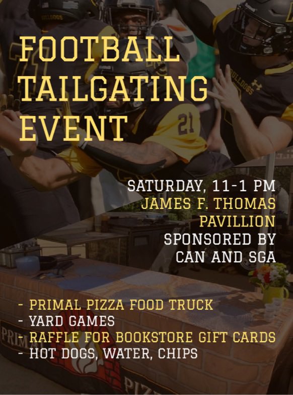 Come tailgate with us this Saturday! There will be food and yard games for you to enjoy🏈🐾