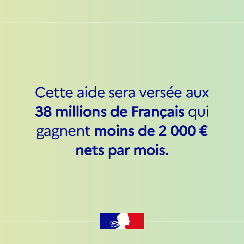 gouvernementFR's tweet photo. Indemnité inflation de 100 € versée à 38 millions de Français : quand cette aide sera-t-elle versée ? ⤵️

Pour en savoir plus : https://t.co/vK9KEVFw0l