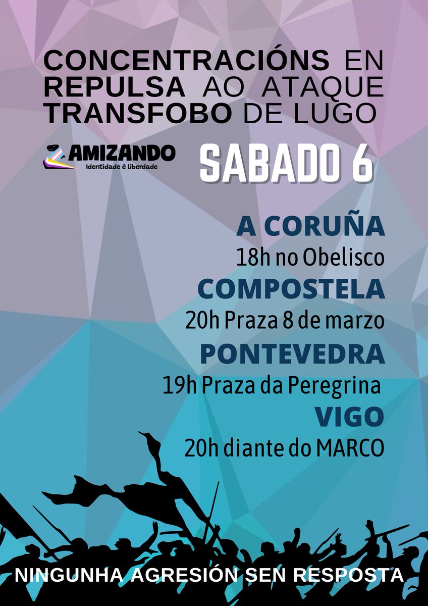 AvanteLGBT's tweet photo. A pasada fin e semana unha muller sufríu un intento de asasinato na cidade de Lugo. Despois de falar coa vítima, a familia defende que o agresor a tirou dunha altura de 12 metros polo simple feito de ser trans. Non podemos ficar caladas https://t.co/oDdHMHICsp
