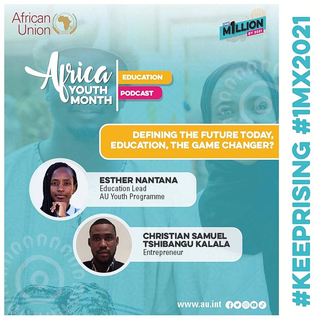 AUYouthProgram's tweet photo. What an exciting #Eduweek it has been. 

We unpacked the theme of #AfricaYouthMonth through the lens of our education unit.

Here is podcast on theme: Defining the Future Today, Education, the Game Changer?

Listen➡️ https://t.co/XpyoGvgmqX &amp; have your say.

#KeepRising #1mby2021 https://t.co/82iS2Yuhes