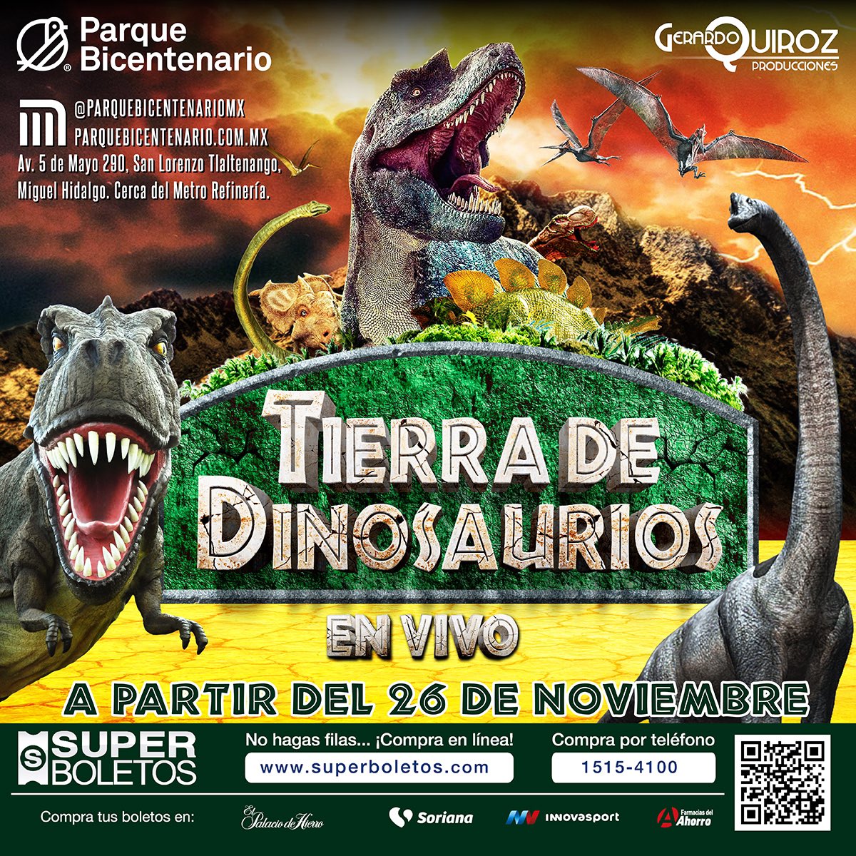 توییتر \ Parque Bicentenario MX در توییتر: «¡La mejor experiencia de Dinosaurios en vivo llega a Parque Bicentenario a partir del 26 de Noviembre! Boletos ya a la venta a través de: توییتر \ Parque Bicentenario MX در توییتر: «¡La mejor experiencia de Dinosaurios en vivo llega a Parque Bicentenario a partir del 26 de Noviembre! Boletos ya a la venta a través de: