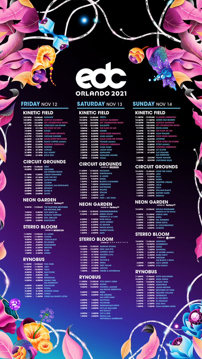 EDC Orlando 2021 schedule 