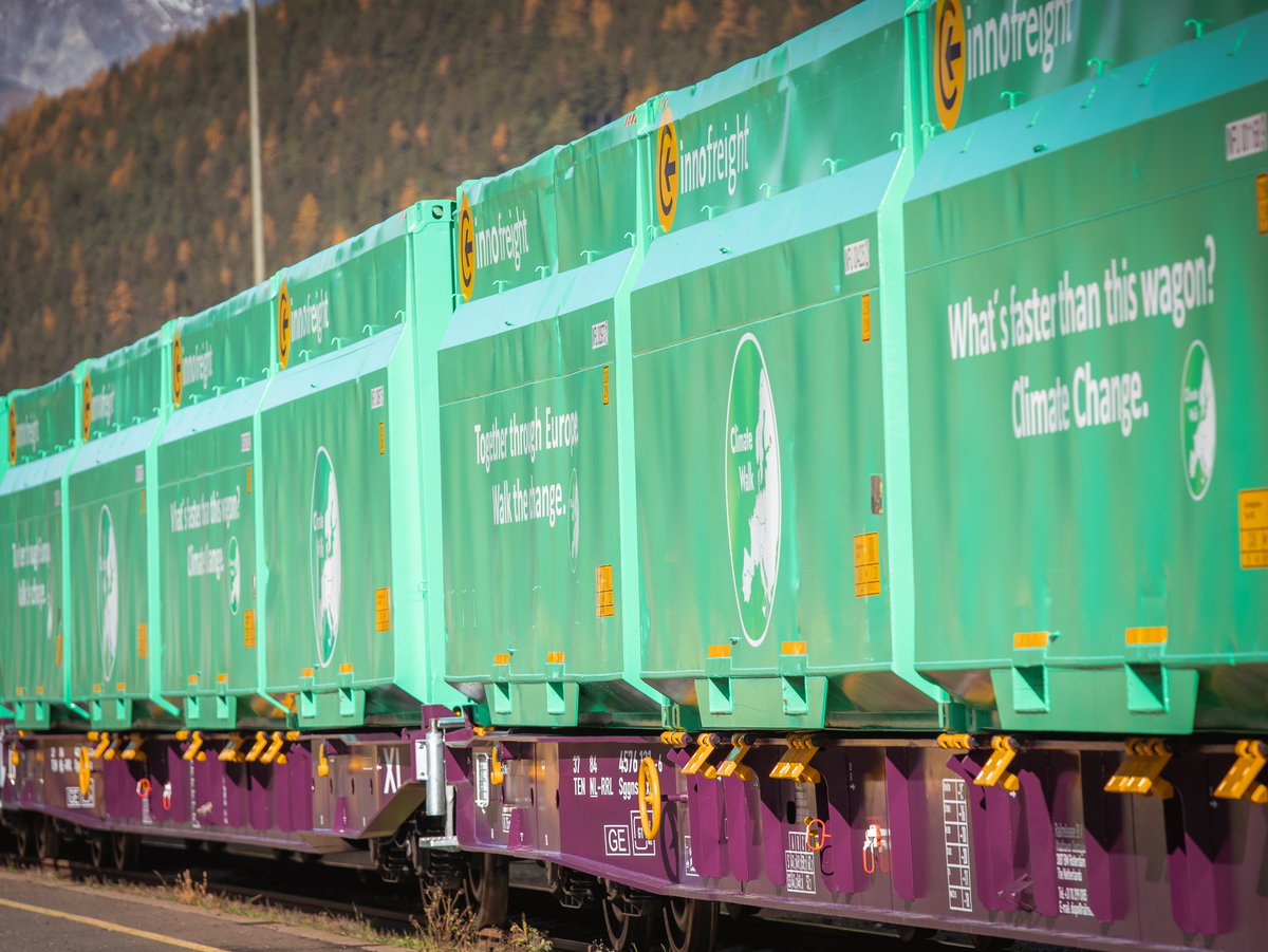 Together through Europe – Walk the Change. 

From now on, 69 containers will be not only carrying woodchips, but also the message of the Climate Walk through Europe by train. Many thanks to Innofreight for providing a space to spread our message and for joining us.