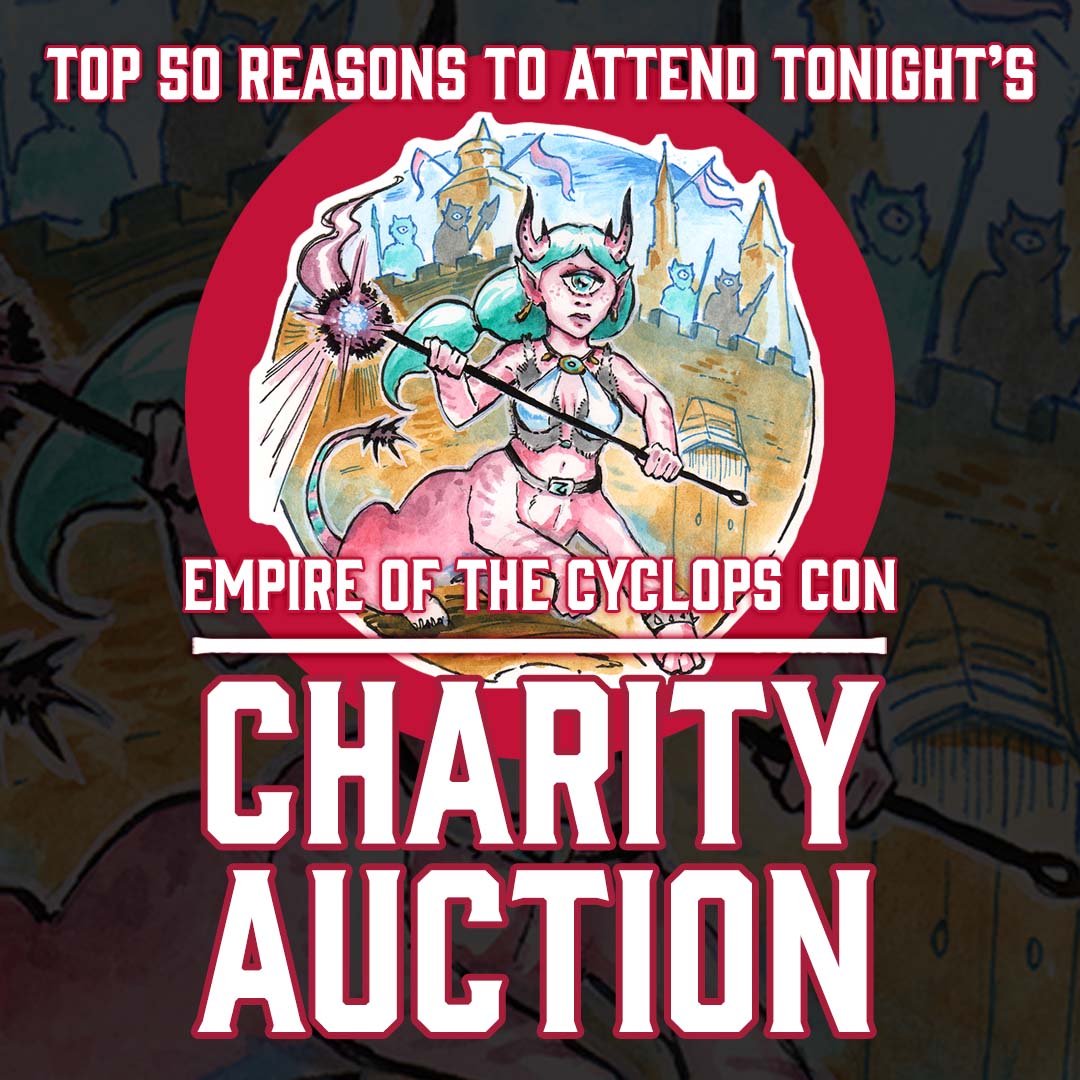 GoodmanGames's tweet photo. The Top Fifty Reasons to Attend the Charity Auction Tonight
 
https://t.co/4jjHT6YLp4 

#GoodmanGames #EotCC #CyclopsCon #DCCRPG #TTRPG https://t.co/zLxv4qVOzJ