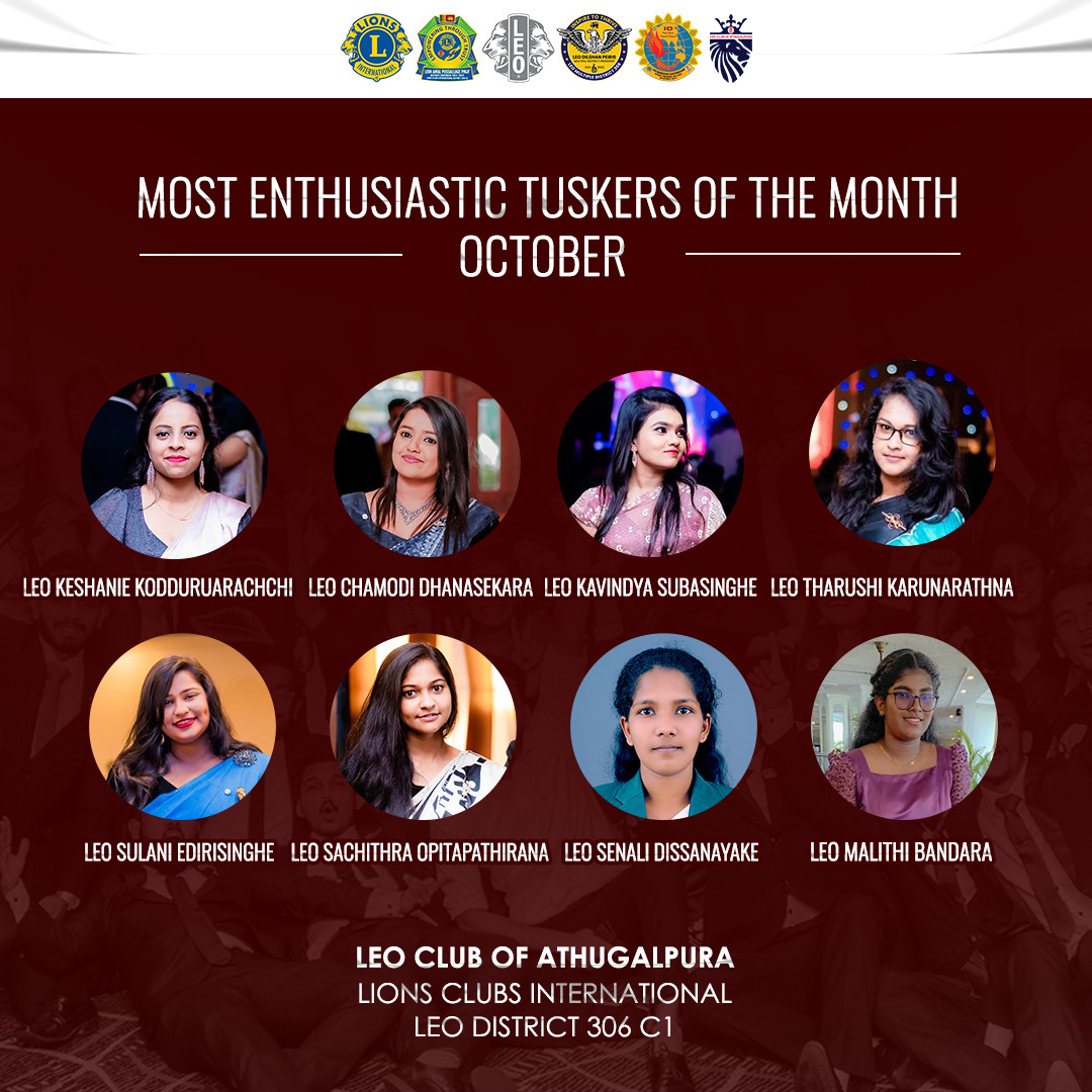athugalpuraleos's tweet photo. Most Enthusiastic Tuskers of the Month - October
Congratulations...!!!! 🥳
Leo Club of Athugalpura,
Leo District 306 C1,
Lions Clubs International.
#athugalpuraleos #Leo #theleosofc1 #LeosofSriLanka #lionsclubsinternational
#pridec1 #weserve #LeoTuskers #tuskers https://t.co/6ZWDoJpA3P