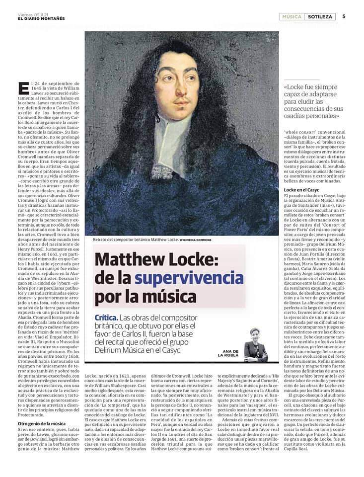 delirivmmusica's tweet photo. Crítica de nuestro concierto #TheBrokenConsort el pasado sábado 30 Oct en el festival Música Antigua Santander a cargo de @RoblaRoblae para el Diario Montañés.

#DelirivmMusica #brokenconsort #MathewLocke #MúsicaAntigua #EarlyMusic #baroquemusic https://t.co/HPZZAC8SVS