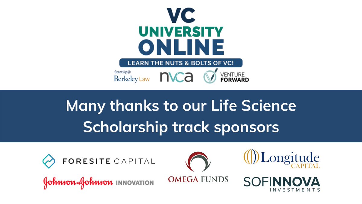 Want to learn the nuts &amp; bolts of #VC from a life science (LS) perspective? Apply for the #VCUniversity LS scholarship track! 

Get access to exclusive LS content &amp; build your network by connecting w/ LS VC mentors through our 3-month mentorship program.
venturecapitaluniversity.com/scholarship/on…