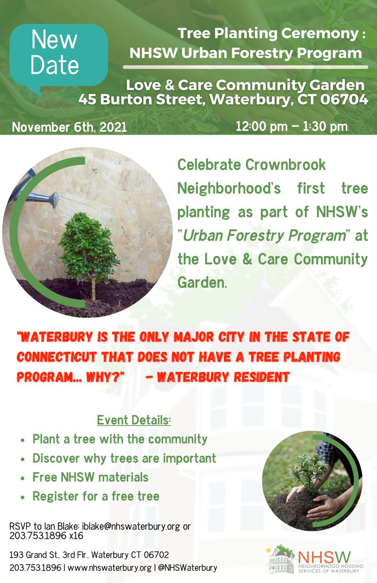 nestct_'s tweet photo. Did you know, #StreetTrees, can help reduce everyday #stress?
Join your #community, in planting a tree at the Love & Care Community Garden, and #discover why trees can help you find #peace of mind.
Click below to register:
https://t.co/P3B7FznzYF
#UrbanForestry #NHSW https://t.co/EyvLyLV7qP