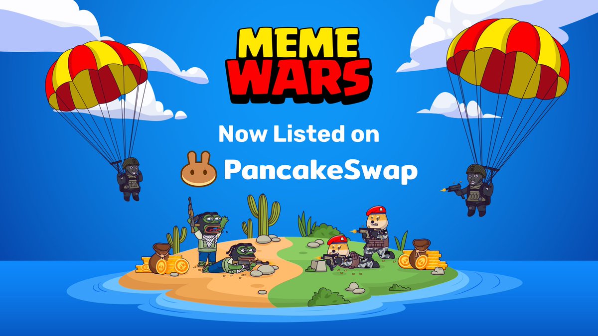 MemeWarsCrypto's tweet photo. MemeWars is now LISTED on @PancakeSwap 🥞🔫 $MWAR 

Official Address: 0x9f28455a82baa6b4923a5e2d7624aaf574182585 https://t.co/ATsau1uTFl