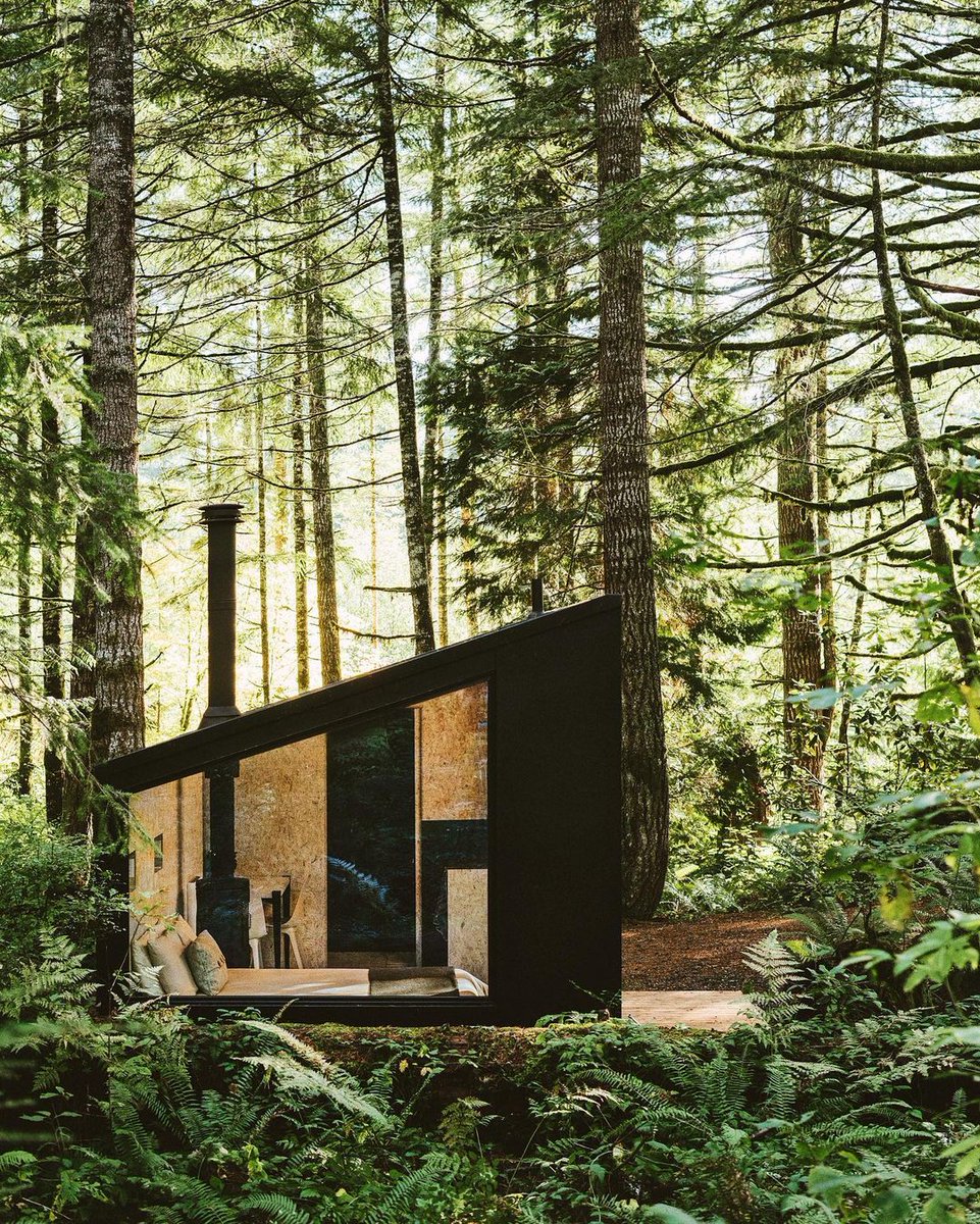 thespacesmag's tweet photo. Sunday spaces: a tiny retreat in the woods by Further Society // Stays https://t.co/1s4GDhGgVz