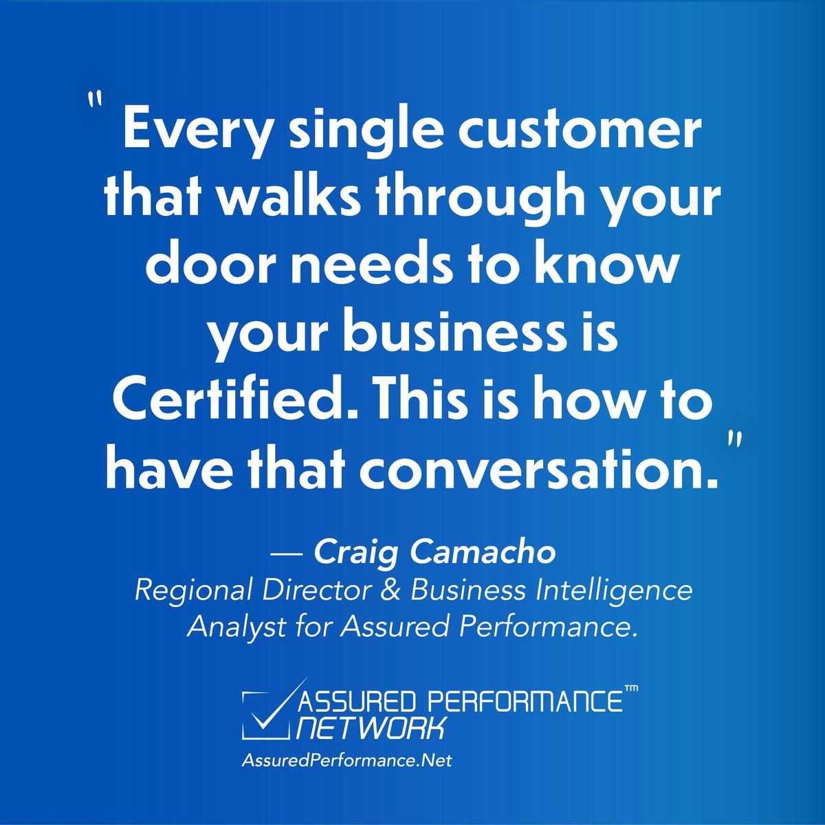 CCollisionCare's tweet photo. “Every single customer that walks through your door needs to know your business is Certified. This is how to have that conversation.” – Craig Camacho, Regional Director &amp; Business Intelligence Analyst for Assured Performance. ✔

Watch it here! https://t.co/8cs9yfE6Tw https://t.co/wuBjZbcRq6