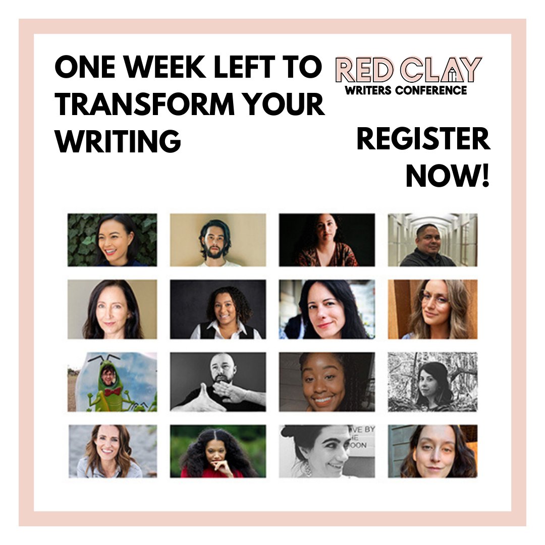 gawriters's tweet photo. ✨Ready to transform your writing? Don't miss out on two days of workshops, panels, and more at the Red Clay Writers Virtual Conference!✨Register today! #redclay2021 #transformyourwriting @ATL_Events
👉Details: https://t.co/oFxxwgQKqy
👉Register here: https://t.co/gwOqbb49qa https://t.co/aLZzkZVWNl
