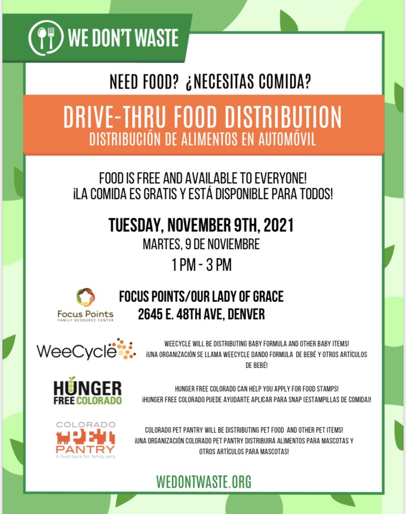 KS1075's tweet image. This Tuesday, Nov 9th! 

Time: 1-3pm @WeDontWaste &amp;amp; @Weecycle.co will be giving out FREE food boxes, baby diapers &amp;amp; baby formula! 

Be sure to get there early! 

Location: Focus Points/ Our Lady of Grace 2645 E. 48th Ave, Denver! 🧡 

#KS1075 
#WeDontWaste
#Weecycle 
#KSCares
