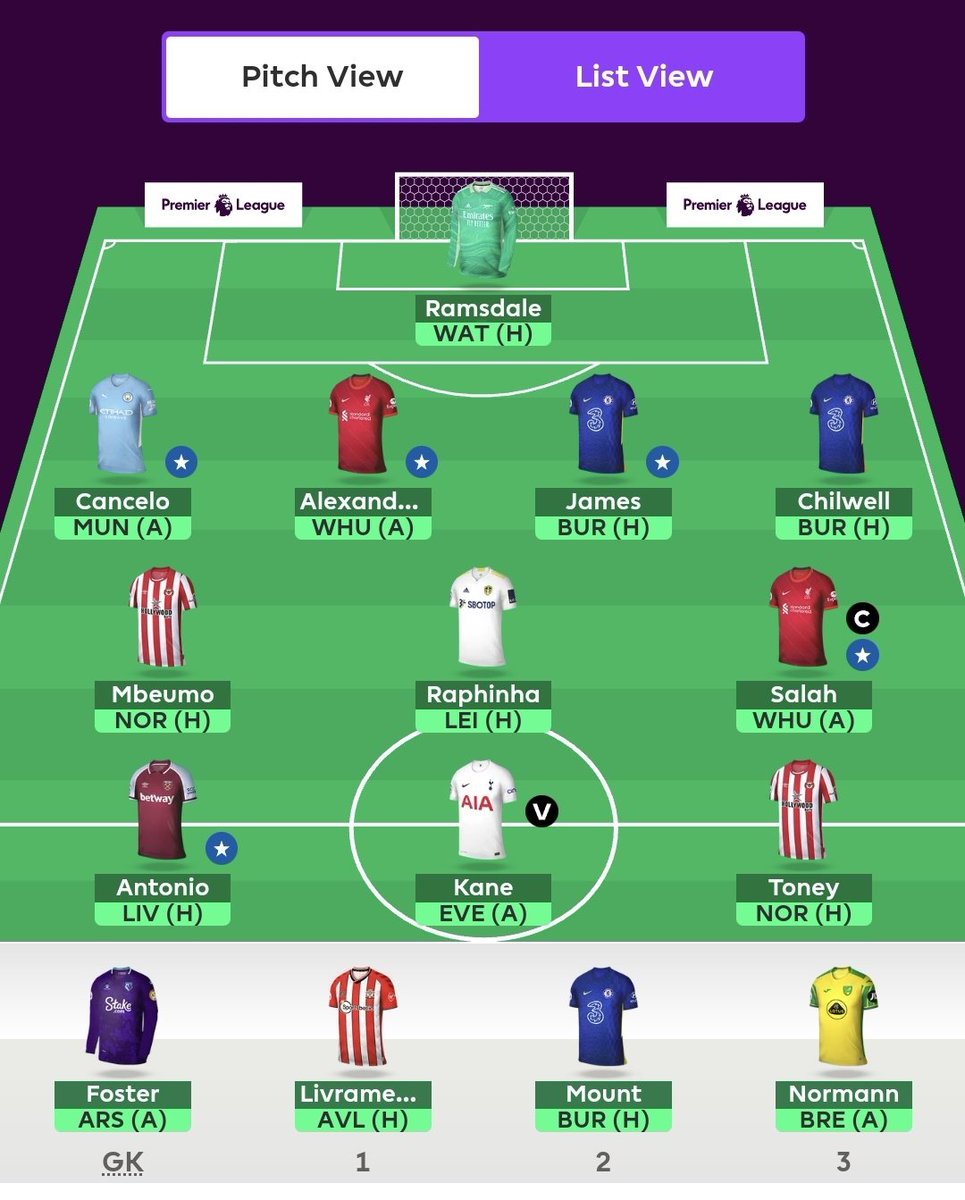 GW11

Dias -> Chilwell 

Salah (c)

OR: 6k

2FT into the IB