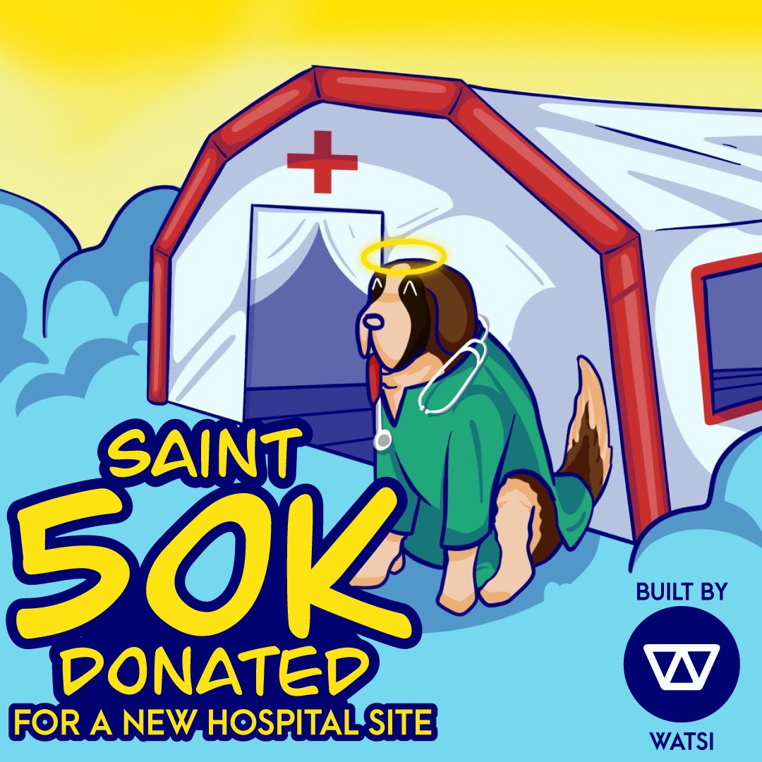 We just sent another 6.2 ETH to Watsi, totalling 50k USD now.

The total amount is perfect for setting up a small hospital site in an under serviced area.

You can give too: watsi.org/crypto
Fund a surgery today :)

$SAINT 
<a href="/watsi/">Watsi</a>
<a href="/saint_inu/">Saint Inu</a>

#cryptocharity