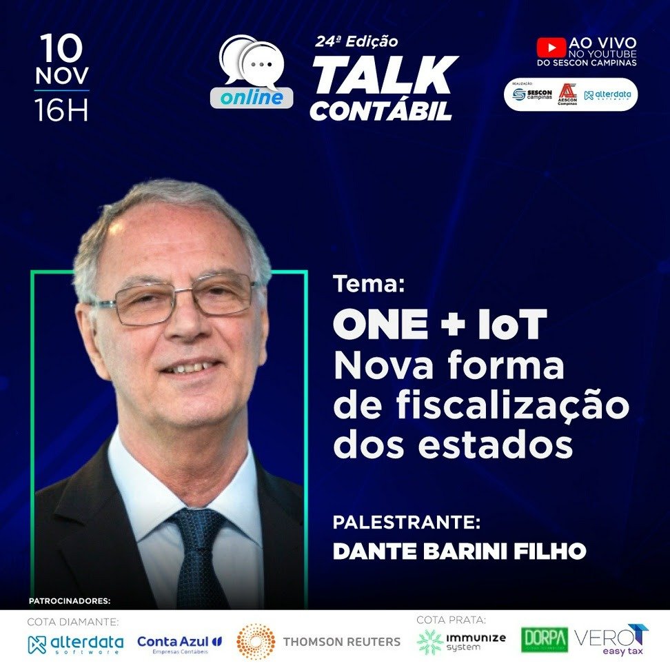 ProsoftTecno's tweet photo. Participe de mais uma edição do Talk Contábil: “ONE + IoT - Nova forma de fiscalização dos estados”. O evento será transmitido dia 10/11 às 16h no Youtube do Sescon Campinas. Faça sua inscrição! https://t.co/RcNryZ7Kys
#prosoft #sesconcampinas #alterdata #contabilidade #contador https://t.co/QpBOxwWPt7