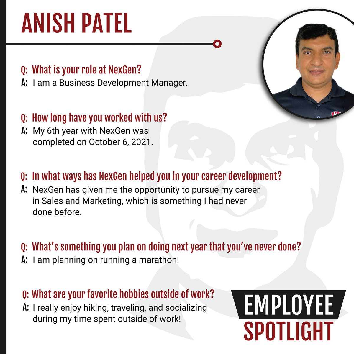 NexGen_Comm's tweet image. Our next #EmployeeSpotlight goes to Anish, our #Business Development Manager. Without Anish's intelligence and relations, we wouldn't be where we are! Anish has provided our team with outstanding performances and next-level #success.

We appreciate everything you do for #NexGen!
