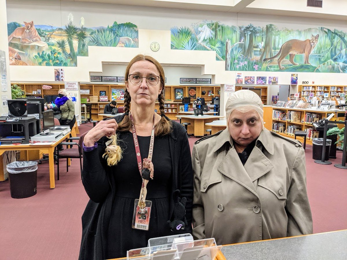 TheKHSLibrary's tweet photo. Teachers getting in on the #CharacterDay fun in the #library!
#GoCougs #MoreThanBooks #TeenLibraries
#greatdaytobeacougar #SpiritWeek
#WeAreKHS @RachelWempe @MmeWill https://t.co/LtS7ENlmKT