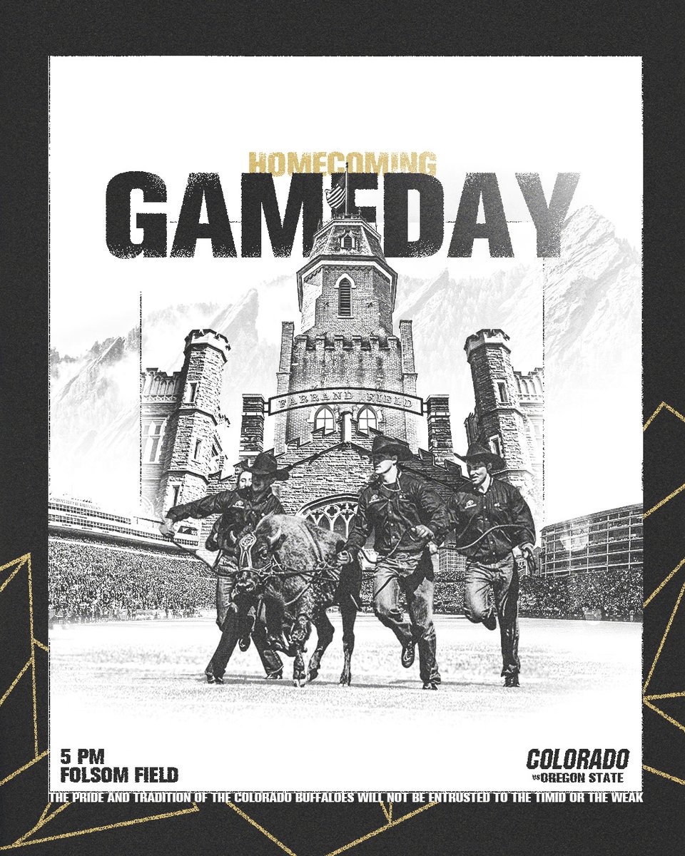 CUBuffsFootball's tweet photo. 𝗛𝗼𝗺𝗲 𝗦𝘄𝗲𝗲𝘁 𝗛𝗼𝗺𝗲.

🆚 Oregon State
🕔 5pm MT
📺 Pac-12 Network
📍 Folsom Field https://t.co/jMXXPDIqoA