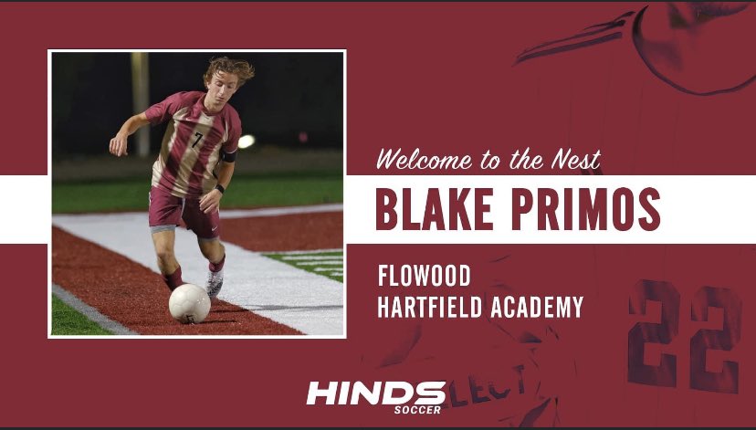HartfieldSoccer's tweet photo. Congratulations! Blake Primos has officially signed and will be a Hinds Eagle next year! Well done! @hindssoccer1 @blake_primos7 https://t.co/auA4qLI1FN