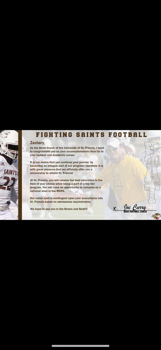 ZacharyV24's tweet photo. After a great conversation with @coachmiller3634 I’m happy to say I  received an offer from @USFSaintsFB @PrepRedzoneIL @whippurfb https://t.co/x7Q6qLZRuB