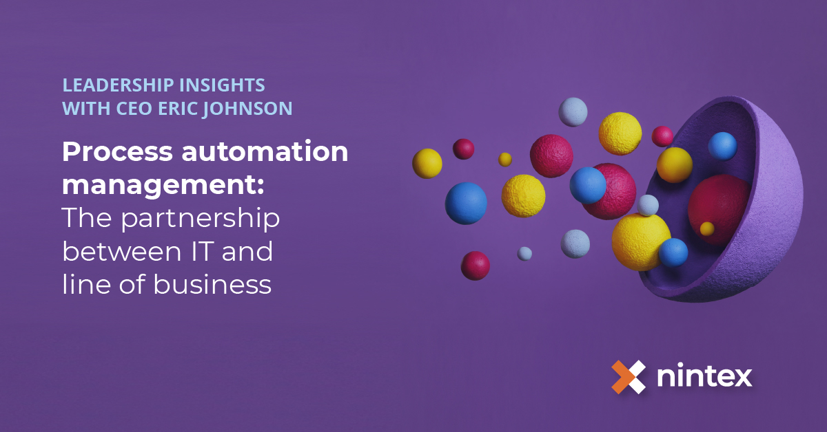 Nintex's tweet image. Get the dos and don&apos;ts for IT and line of business collaboration to ensure ongoing speed and innovation in your organization. bit.ly/3nUJnqj #processautomationmanagement #CSuiteSolutions #CSuiteSavvy #digitaltransformation #continuousprocessimprovement