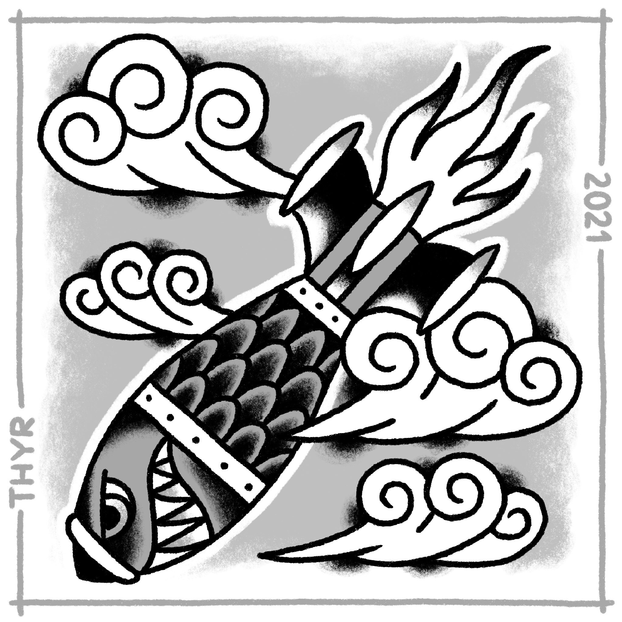 Logan Thyr on X: "Using a random word generator for prompts/inspiration. Today I got “missile” - #tattoo #tattoos #tattooapprentice #tattooapprenticeship #traditionalrattattoo #traditionaltattooflash #flashsheet #digitalart #procreate #procreateart ...