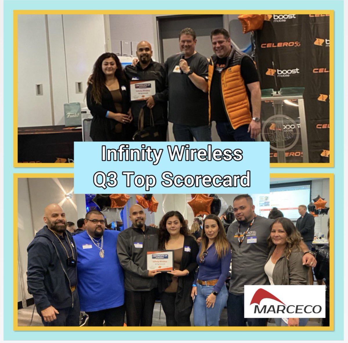 Mel_Marceco's tweet photo. @boostmobile, #Celero5 Launch &amp; Awards event! Congrats to @MarcecoNation’s winners!!  @2020MobileInc @boostinfinity #OxnardWireless- @MW_Marceco @MichelleFikesOK @Kim_Marceco @michelleNWI @marceco_rick @patrishhaaa https://t.co/WPF2FzRiA1