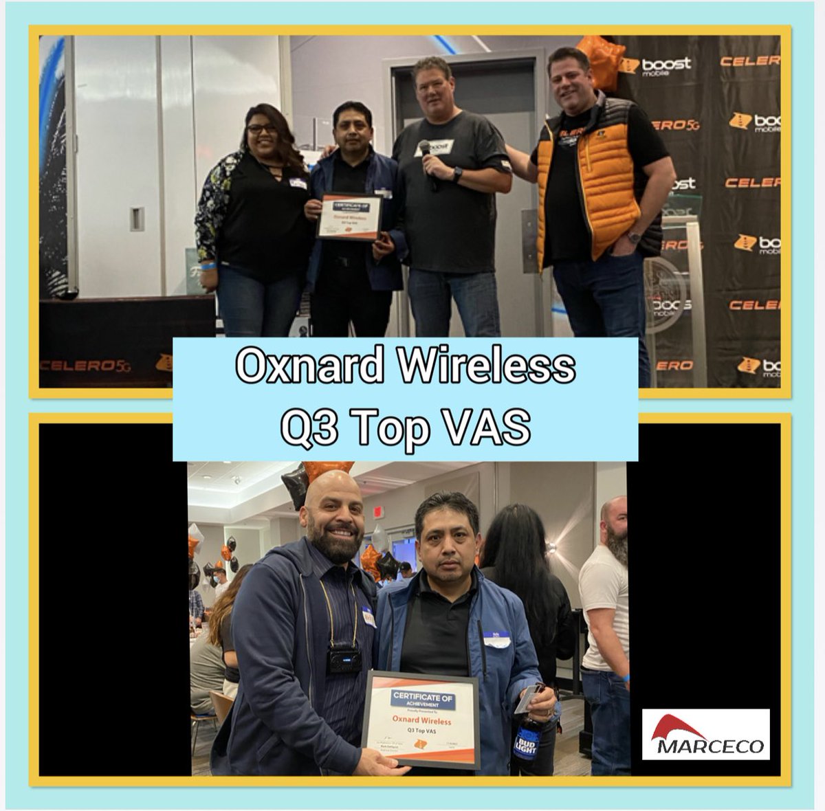 Mel_Marceco's tweet photo. @boostmobile, #Celero5 Launch &amp; Awards event! Congrats to @MarcecoNation’s winners!!  @2020MobileInc @boostinfinity #OxnardWireless- @MW_Marceco @MichelleFikesOK @Kim_Marceco @michelleNWI @marceco_rick @patrishhaaa https://t.co/WPF2FzRiA1