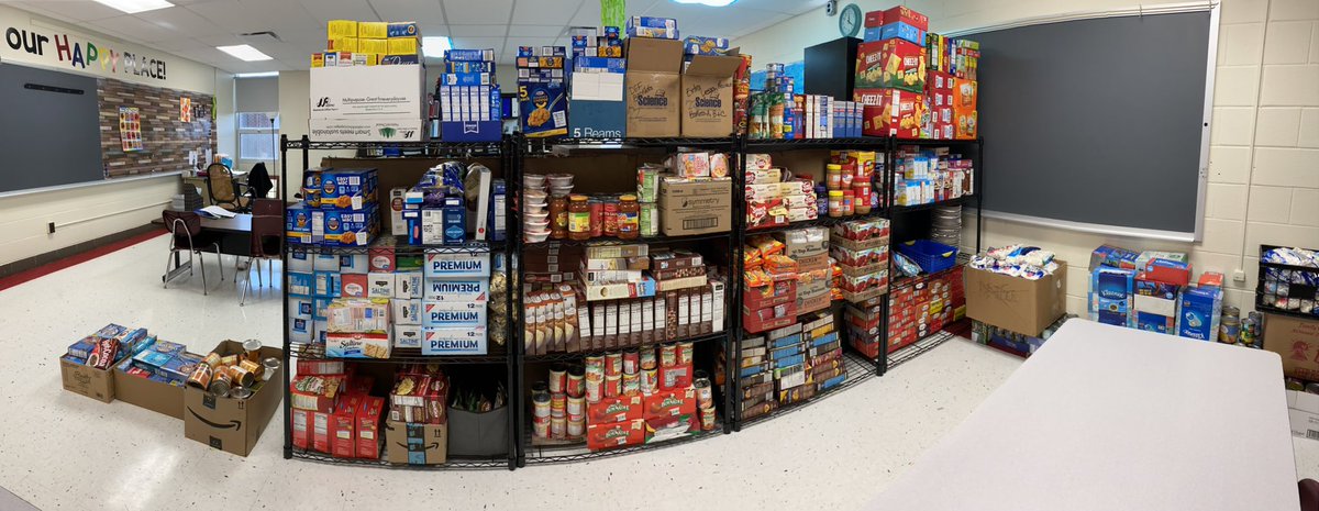 RBESRoyalTable's tweet photo. THANK YOU! Thank you for providing all we need for Thanksgiving &amp; Christmas &amp; so much more! Our shelves and hearts are full because of the generosity of our RBES families. Shout out to the BETA kids and their teacher sponsors for all their help w/ the food drive! ❤️🖤 #redbud132 https://t.co/S3KNqa4ZX3