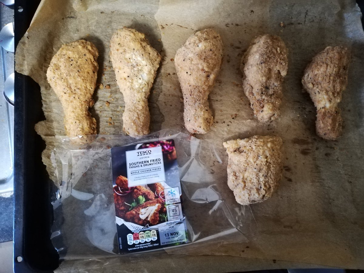 Also the <a href="/Tesco/">Tesco</a> Southern fried thighs and drumsticks, was actually a small 'thigh' and drumsticks. A bit misleading!