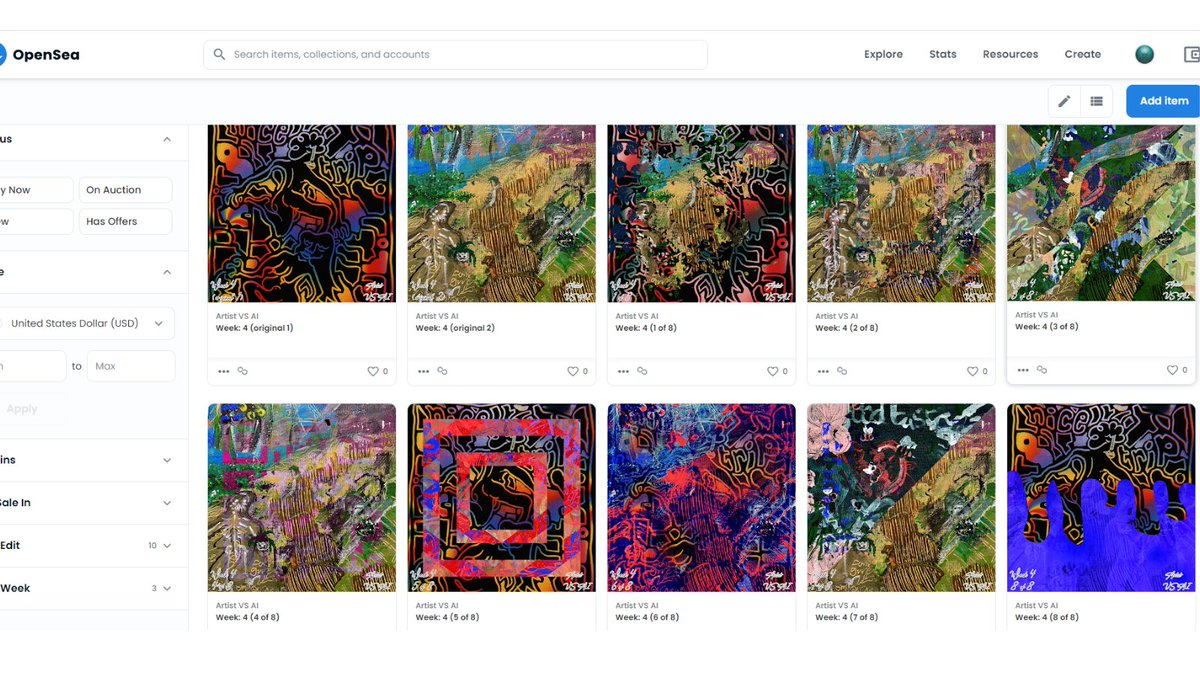 Artist_VS_AI's tweet photo. Yes we are still here🔥

Week 4 for has now dropped on Opensea. If you love NFT's then you have got to head on over to take a look. Enjoy 👇👇👇

https://t.co/tpGyknSREg https://t.co/iKuInNmEDc