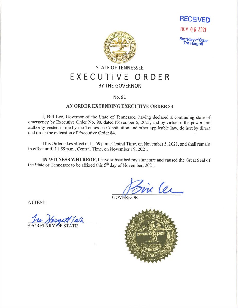 I am placing a two-week extension on the current state of emergency as we continue analyzing impacts of recent legislation &amp; how it affects certain provisions.