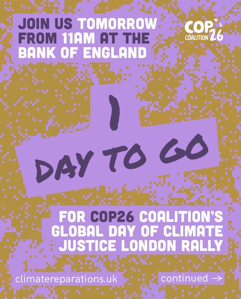 NExclusions's tweet photo. JOIN US TOMORROW ๐๐
NME will be marching in the #ClimateReparationsBloc. If you're not in London you can join your local or online protest and show up in support of #ClimateReparations and #ClimateJustice https://t.co/cl0d5Ec1OU