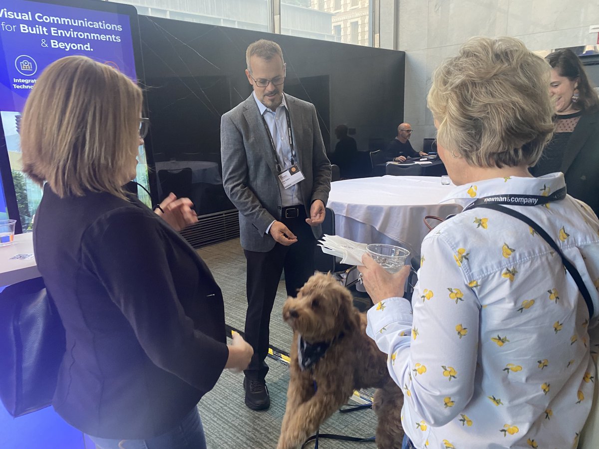 gablecompany's tweet photo. Our team member, Stella 🐶 is having a blast networking at #SEGD 2021! Say hi 👋 at Booth #510 and learn about our visual solutions! @SEGD #SEGDconf https://t.co/TZGZ5l76By