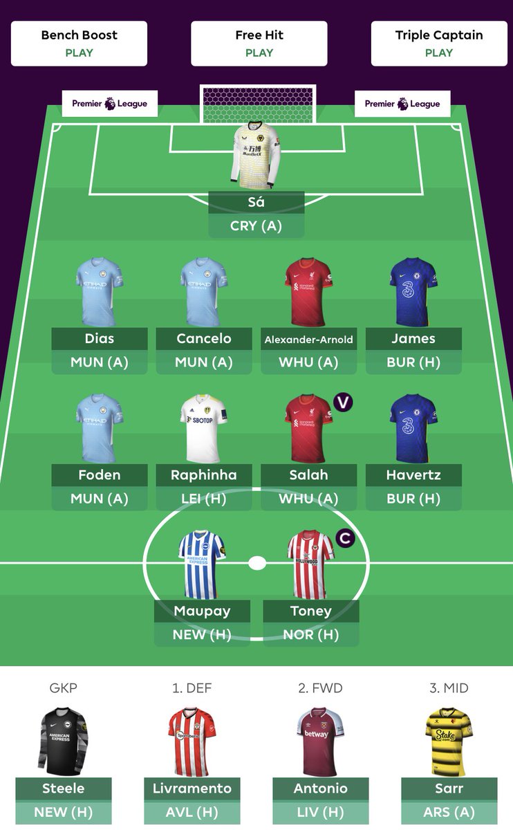 FPLConnor's tweet photo. GW11
Toney ©️
Semedo -> James
Good luck all 👍 https://t.co/pd5or92yfa
