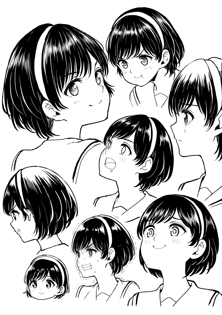 黒髪ショートでかめカチューシャ 