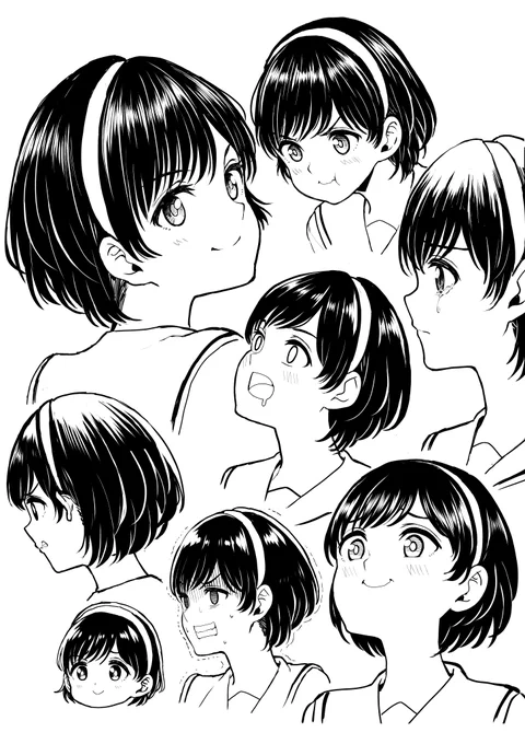 黒髪ショートでかめカチューシャ 
