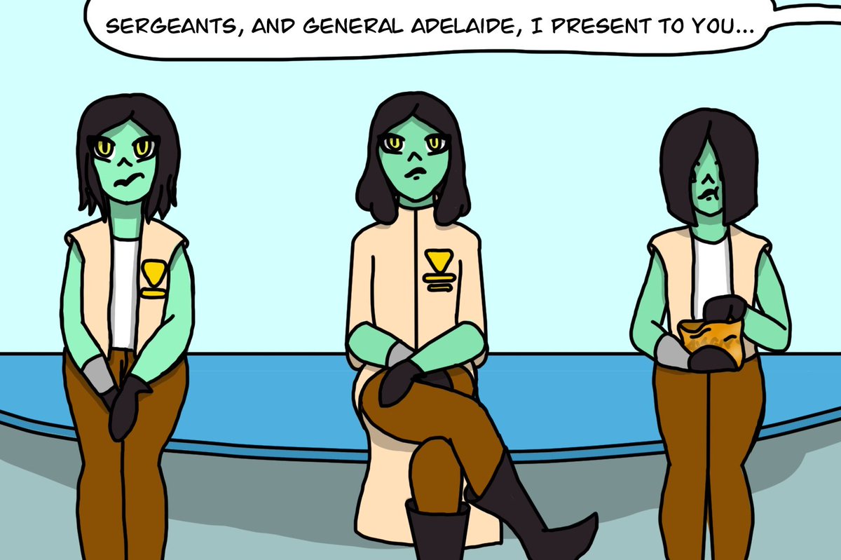 MariaAlie5's tweet photo. So, July 2 was the Day of the Great Blessing of the Exelian race. And no one celebrates it on the planet of these girls. No one except dear Sergeant Nepta. I invited people to write in the comments so that they would give them. 
1/4
#Uniqueness #UniquenessArt #UniquenessComic https://t.co/V86TY0HvLy
