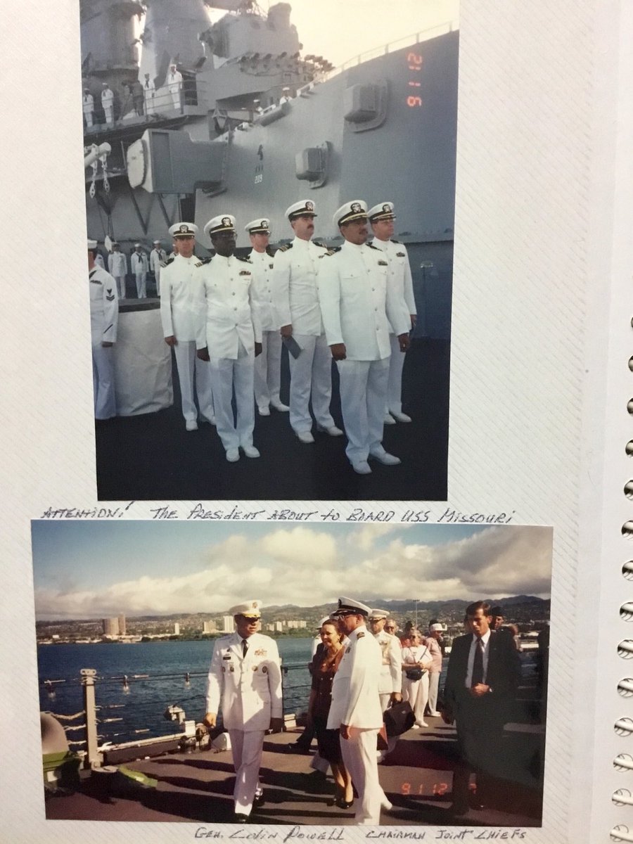 GrantDConroy1's tweet photo. WHAT A BEAUTIFUL &amp; MARVELOUS FUNERAL SERVICE TODAY IN WDC FOR COLIN POWELL. I HAD THE PLEASURE OF MEETING HIM ON BOARD USS MISSOURI “POTUS” ATTENDING (Invitation only)FOR THE 50TH ANNIVERSARY OF PEARL HARBOR WHERE I TOOK THIS PHOTO AS HE WAS BEING PRESENTED AS CHAIRMAN JCS. RIP🇺🇸 https://t.co/64LWzJguC8