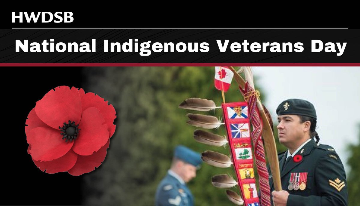 On Indigenous Veterans Day, we remember the Indigenous Peoples, nations and communities that have contributed to all of the major wars and battles that have occurred across Turtle Island (North America).

Indigenous Veterans Day message and resources: hwdsb.on.ca/blog/treaties-…