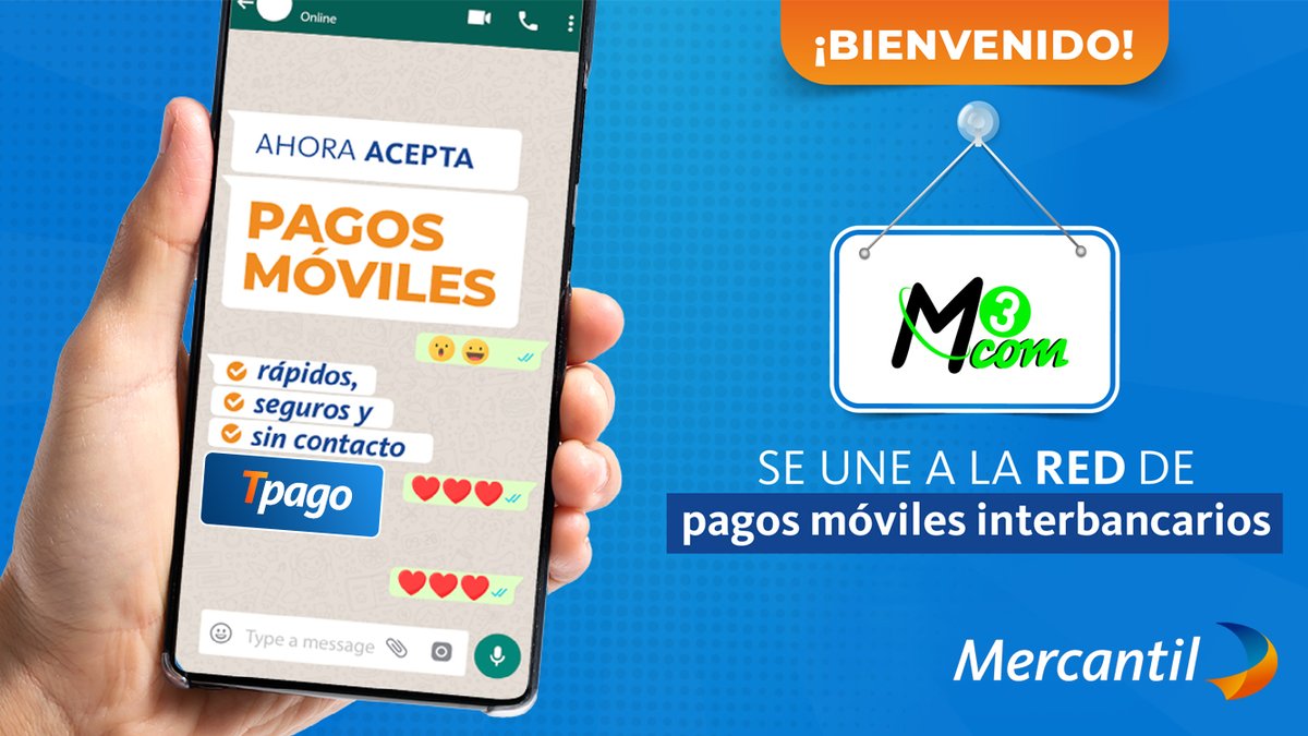 MercantilBanco's tweet photo. ¡Bienvenido! @m3com.internet Nuevo afiliado. Paga los planes de internet que te ofrece #M3COM con pago móvil de cualquier banco. Ingresa a la aplicación móvil y coloca: Servicios M3COM, C.A. RIF J-500086970 Celular: 0424-8429543 Banco Mercantil
#MercantilImpulsaTuMundoNuevo https://t.co/jhYATMc4YI