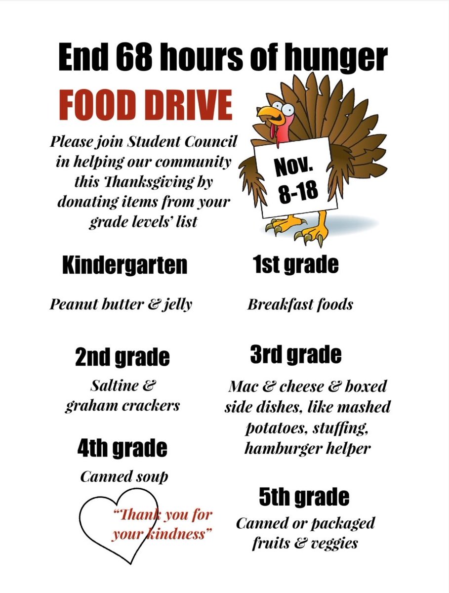 MortonPTA's tweet photo. Please join the Student council End 68hrs of hunger by donating food items. https://t.co/xUzrtsRvBP