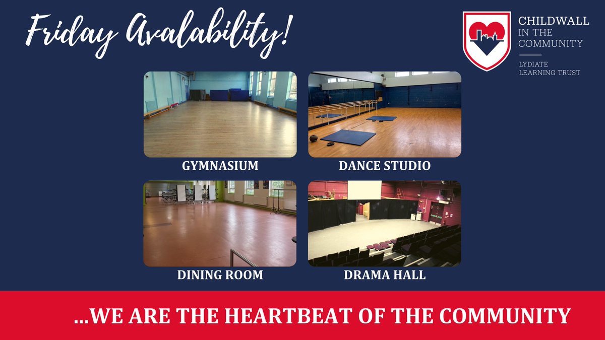 We still have some availability to hire out our facilities on a Friday night! Whether you are a sports team or a community group or just a member of the community looking to hire out a space why not contact us now to discuss your ideas! We are based <a href="/Childwall_acad/">Childwall Academy</a> ! #childwall
