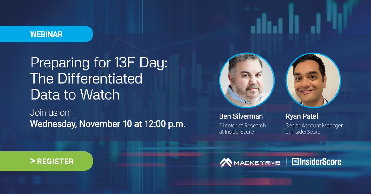 MackeyRMS's tweet photo. Once a quarter, #investors are treated to a rare look at the top #stockchoices and #assetallocationstrategies of top funds when Schedule 13Fs are filed. Join us in preparation of the next #13F day on November 10 at 12:00 – 12:30 p.m. ET.
https://t.co/liOjE0UfWu
#assetmanagement https://t.co/1Qr3DLij9E
