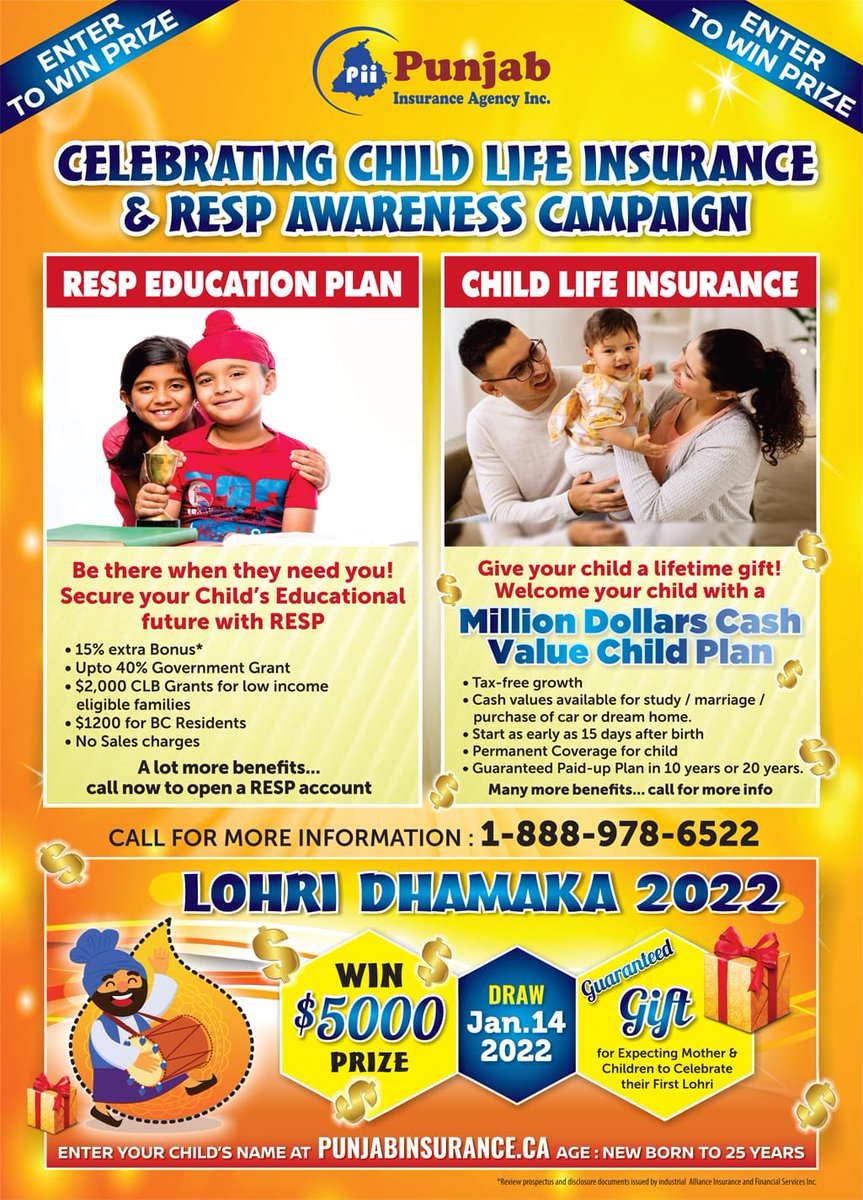HarpreetAdvisor's tweet photo. GUARANTEED $5000 PRIZE : Punjab Insurance brings Lohri Bumper Dhamaka 2022!! Chance to Win Guaranteed $5000 Prize along with Guaranteed Gift for expecting mothers &amp; children celebrating their first Lohri.

📌 Go to https://t.co/dUaxuGc7hb

#Lohri #LohriBumperDhamaka #HarpreetRana https://t.co/QY1YM0fxHz