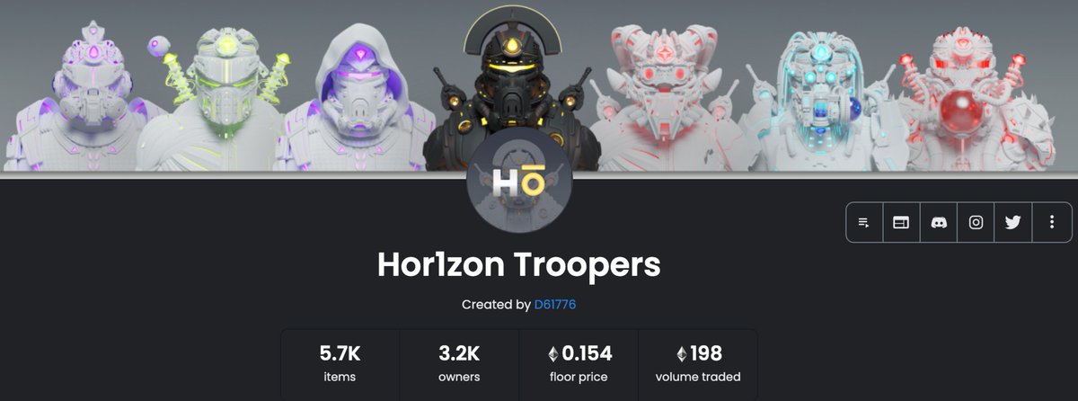 YourGuruBuddy's tweet photo. #MintAlert @Hor1zon_Project Price #ETH 0.12
Troopers Minted: 5842/6999
Looks like it will sell out soon. I bought a few.
Artwork is badass IMO. Opensea floor ETH .015
Like a #MekaVerse & #EtherTroopers
https://t.co/Q8W5kp0CzR
https://t.co/lMdr9wKRYX https://t.co/AE4iaqEf9p