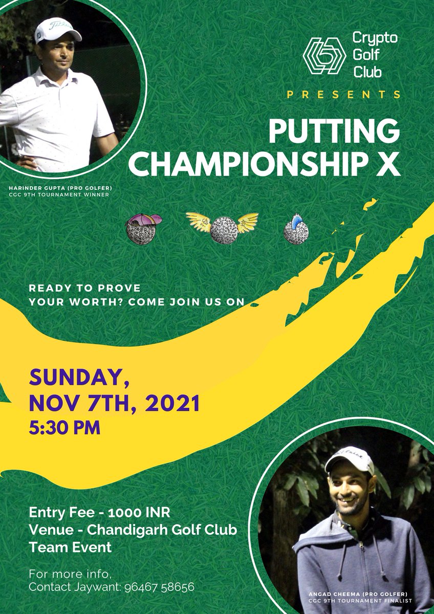 cryptogolfclub's tweet photo. With such an amazing response from last putting Championship and golf pros showing us how it's done, We're back on the 7th November with our 10th crypto golf tournament. ⛳🍻😃

Team- @jaywanttt  @vinn_music22 @NFTstrategy888  @another_fanatic https://t.co/vntJZDlWxt