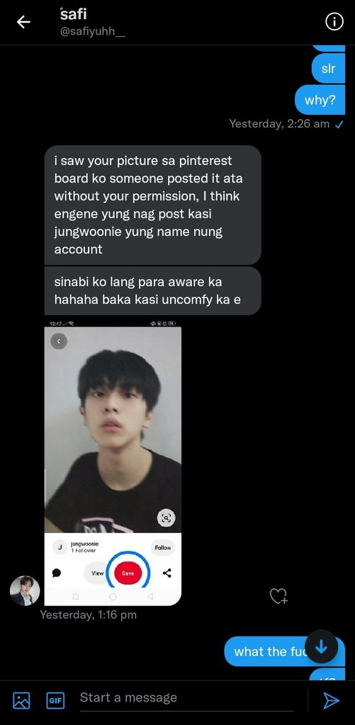 imriverx's tweet photo. my friend @safiyuhh__ saw my picture on Pinterest. to that person who uploaded this without my permission, pakidelete na. this made me feel uncomfortable 😶 para saan at bakit? https://t.co/TgpdTHJQkP
